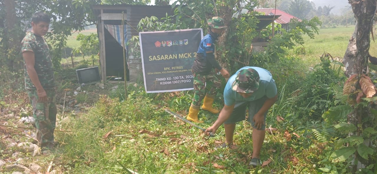 Satgas TMMD ke-130 Berikan Sentuhan Awal pada Fasilitas MCK di Poso